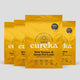 Eureka Pet Co. Mega Variety Bundle — four 1.8kg golden yellow air-dried dog food bags featuring Wild Venison & Grass Fed Lamb, Wild Kangaroo & Grass Fed Lamb, Wild Boar & Chicken, and Single Protein Chicken